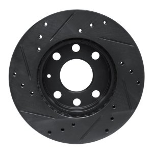 Chevrolet Pickup Brake Rotor (1) - Front Right - R1 Concepts - Drilled & Slotted - Black - `88-`20